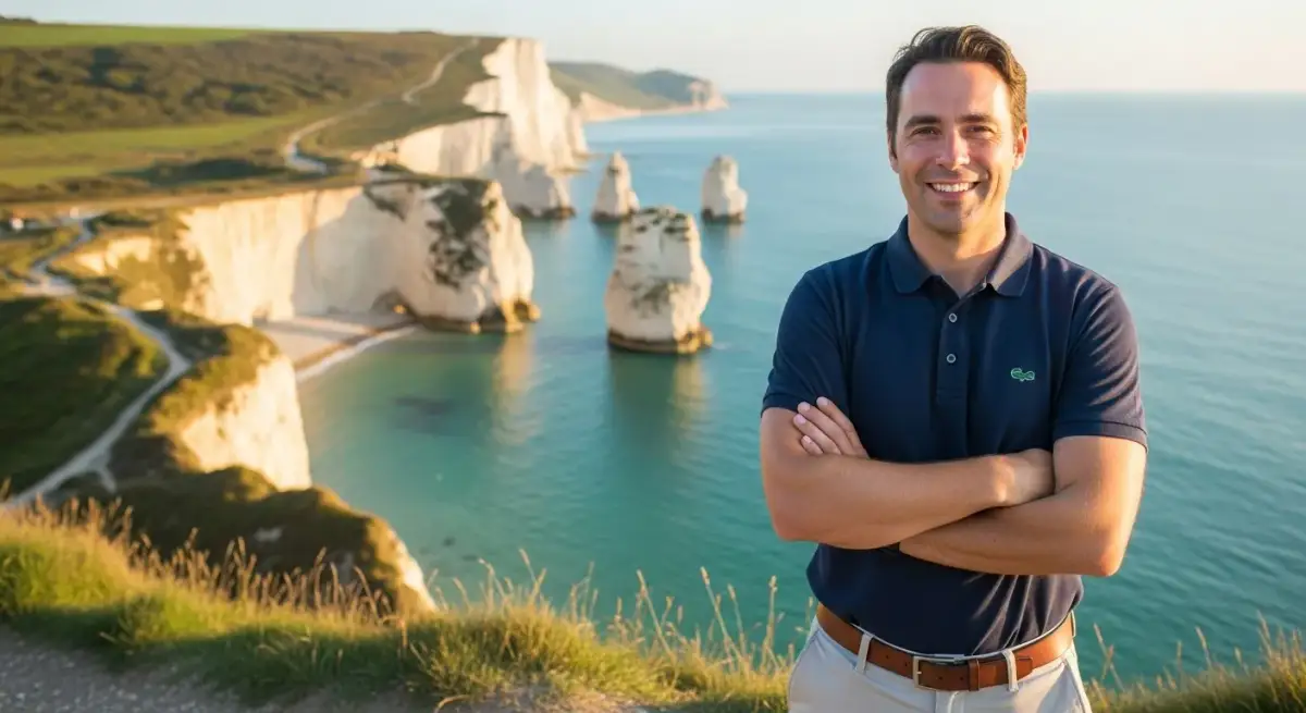 Old Harry Rocks on the Dorset Jurassic Coast at sunset