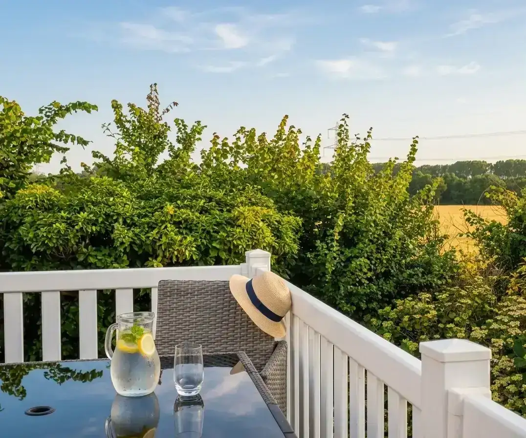 Peaceful balcony view — the kind of trip fixed-term letting income can help fund