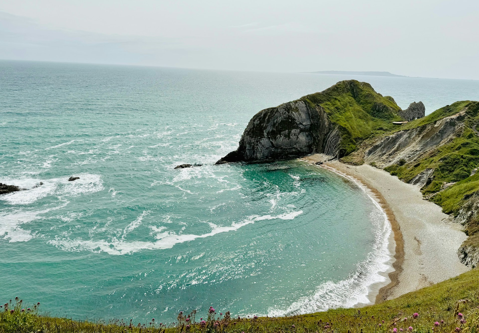 Durdle Door on the Dorset Jurassic Coast, a popular destination for dog walkers