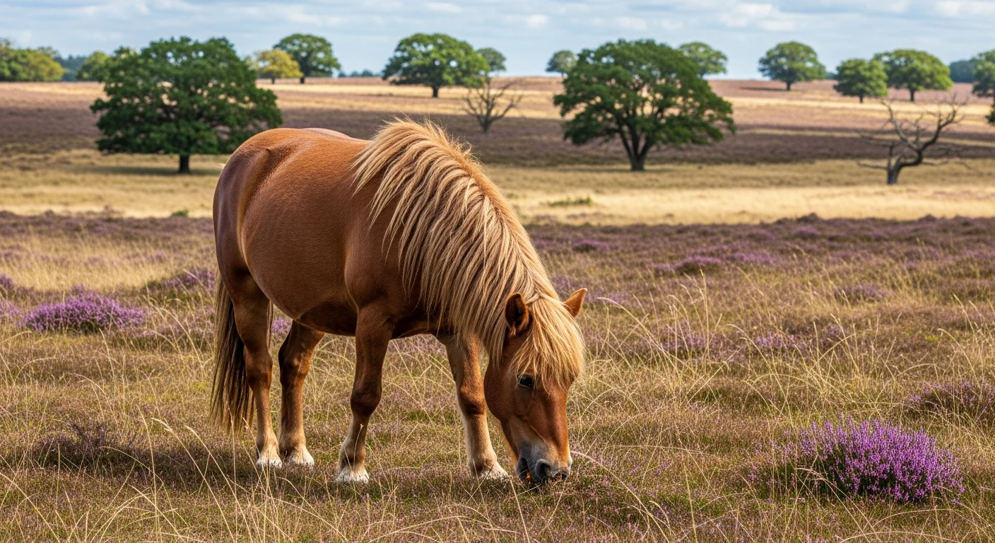 New Forest pony grazing in open countryside